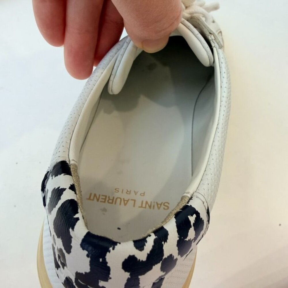 Saint Laurent Low-Top Lace-Up Sneakers White Women’s Size 37 - Picture 8 of 14